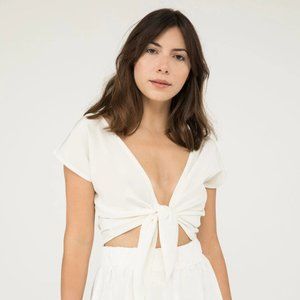 Elizabeth Suzann Maxine Crop in Ivory Silk Crepe